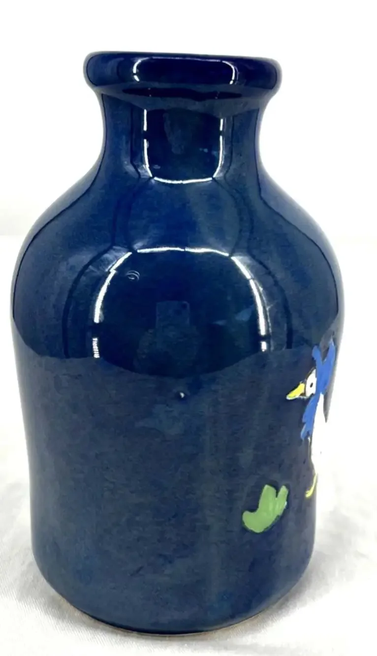 Goose Jug Ceramic Farmhouse Blue  Country Chic Flower Vase 7